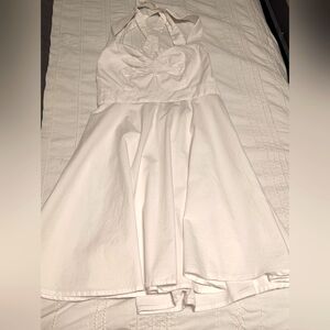 White cotton criss cross back dress